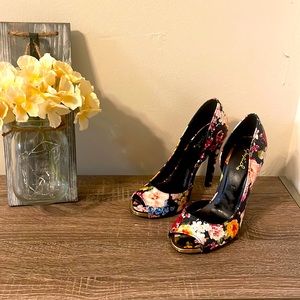 Flower Print Heels